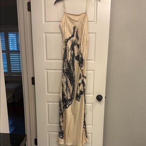 Anthropologie Strapless Dress in Cream and Black